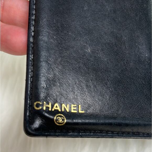 Authentic CHANEL Vintage Caviar Skin CC Logo Bifold Wallet Purse Black Box - Picture 8 of 14